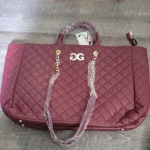 Quilted Burgundy Tote Bag